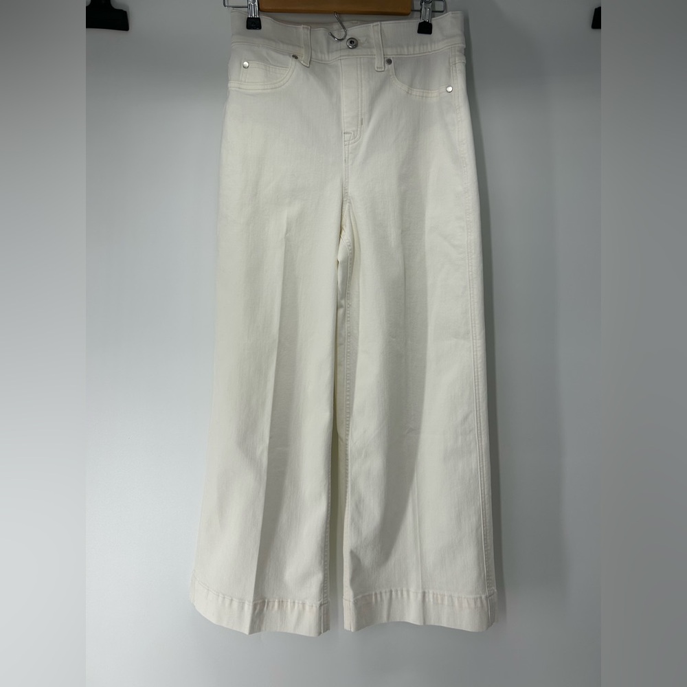 SPANX Wide-Leg White Stretch Jean Trousers Size Small